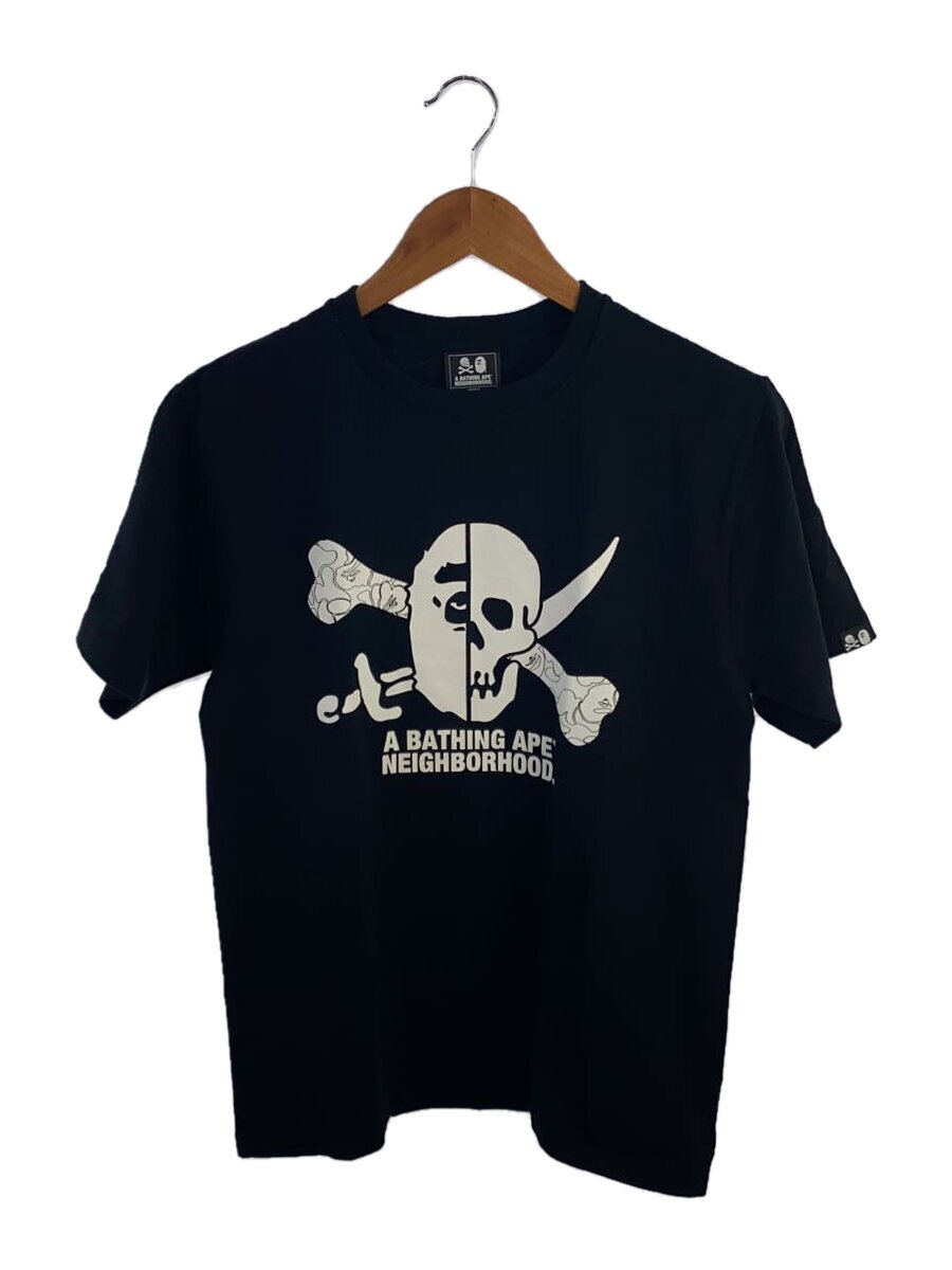 【中古】A BATHING APE◆NHBP TEE SS/×NEIGHBORHOOD/19SS/プルオーバー/M/綿織物/BLK【メンズウェア】