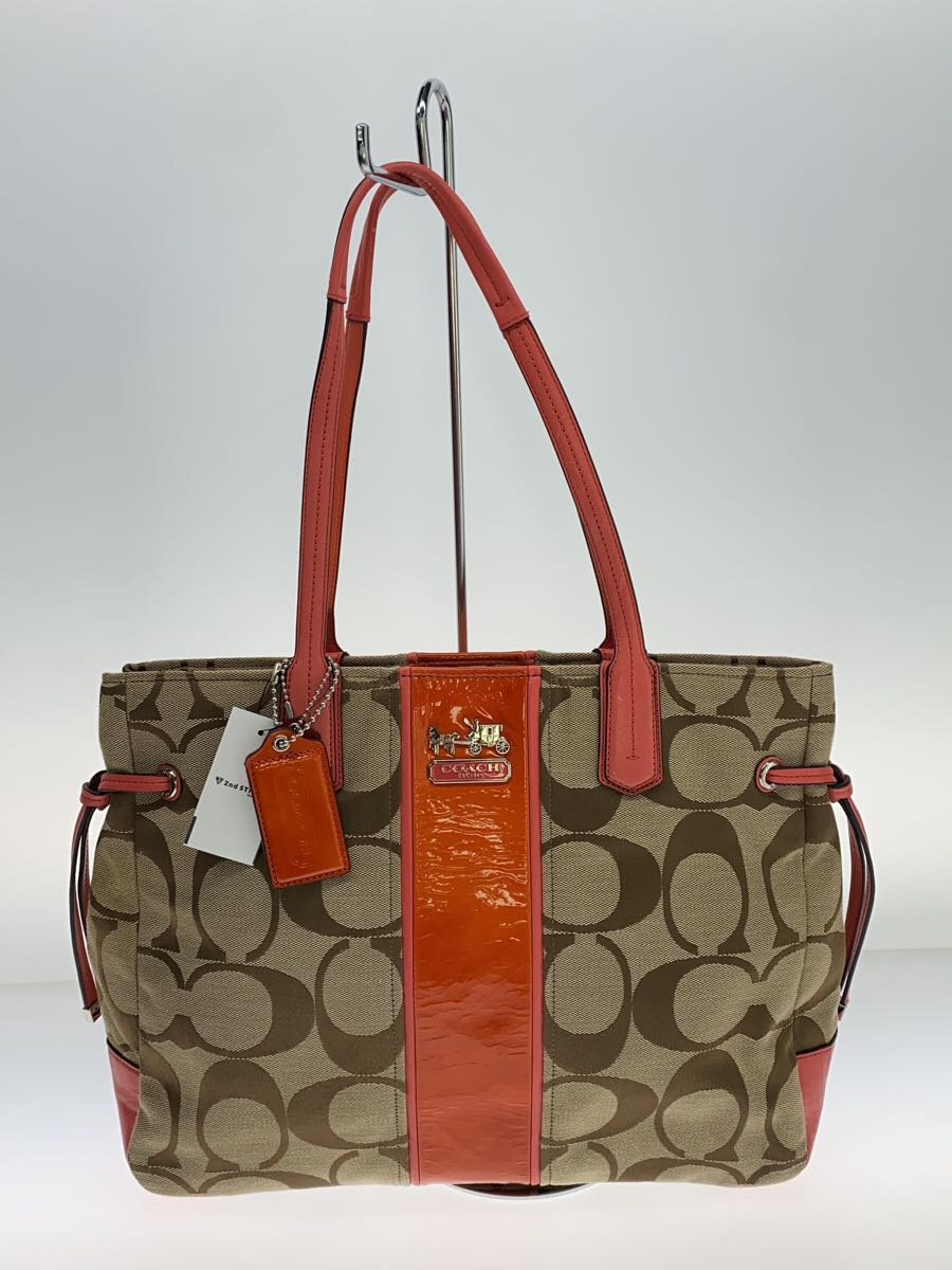 【中古】COACH◆トートバッグ_書き判/帆布/RED【御徒面子】