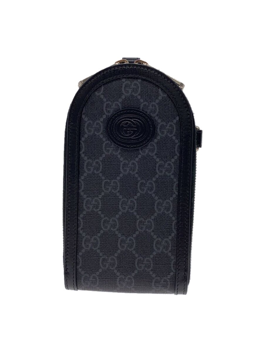 【中古】GUCCI◆GGスプリーム/2WAY/PHONE HOLDER/ショルダーバッグ/なめし革/BLK/総柄/724357【御徒面子】