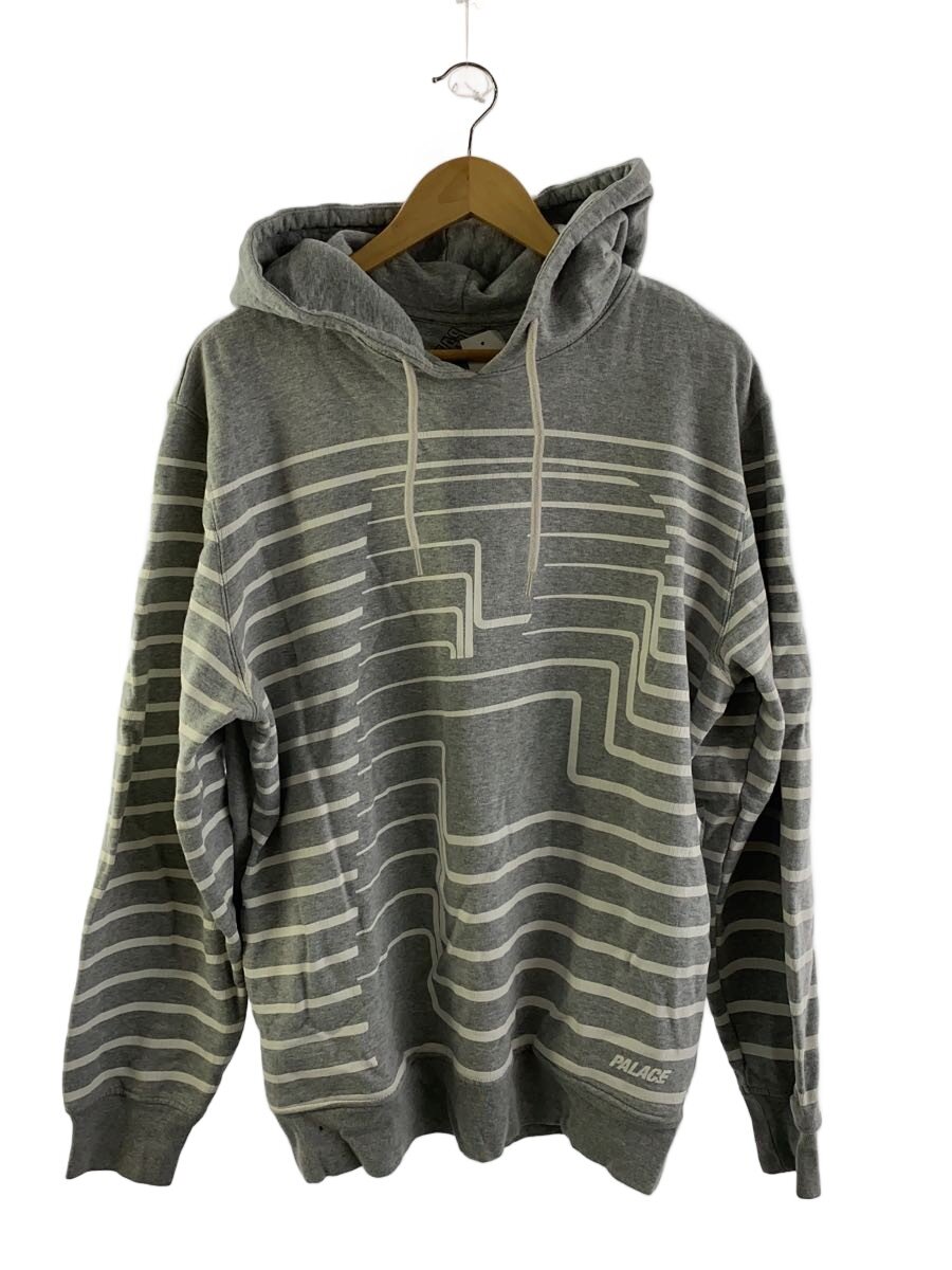 【中古】PALACE◆16SS/striper hood/パーカー/L/綿織物/GRY【メンズウェア】