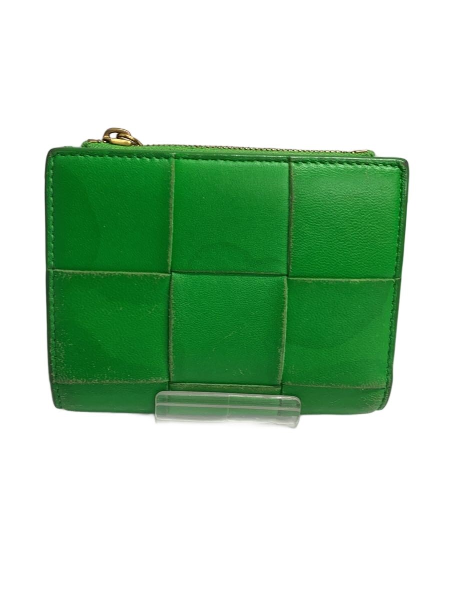 【中古】BOTTEGA VENETA◆2つ折り札入れ/なめし革/緑であること/レディース【服飾雑貨他】