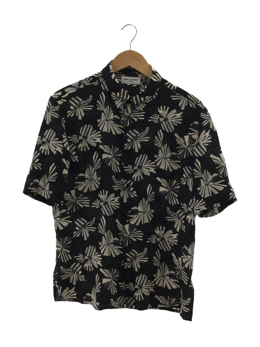 【中古】SAINT LAURENT◆半袖プルオーバー/37/地絹/BLK/総柄/601070//【メンズウェア】