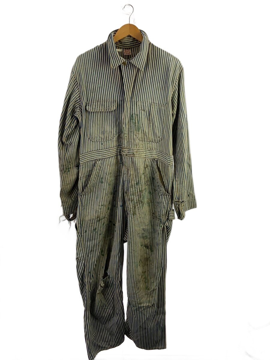 【中古】40s～/RAIL CHIEF/大層らしいオール/綿織物/BLU/縞模様/VINTAGE/ビンテージ【メンズウェア】