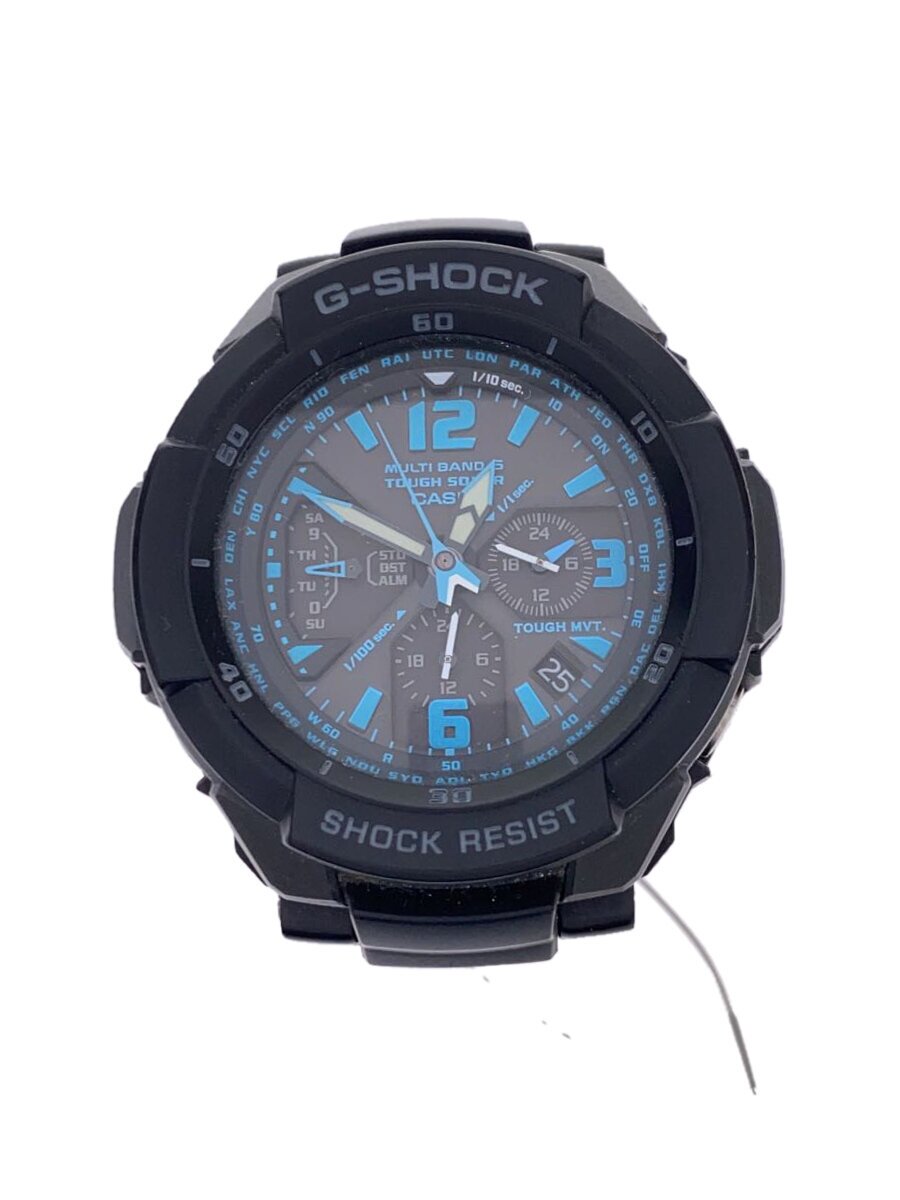 【中古】CASIO◆ソーラーウオッチ・G-SHOCK/アナログ/BLK【服飾雑貨他】