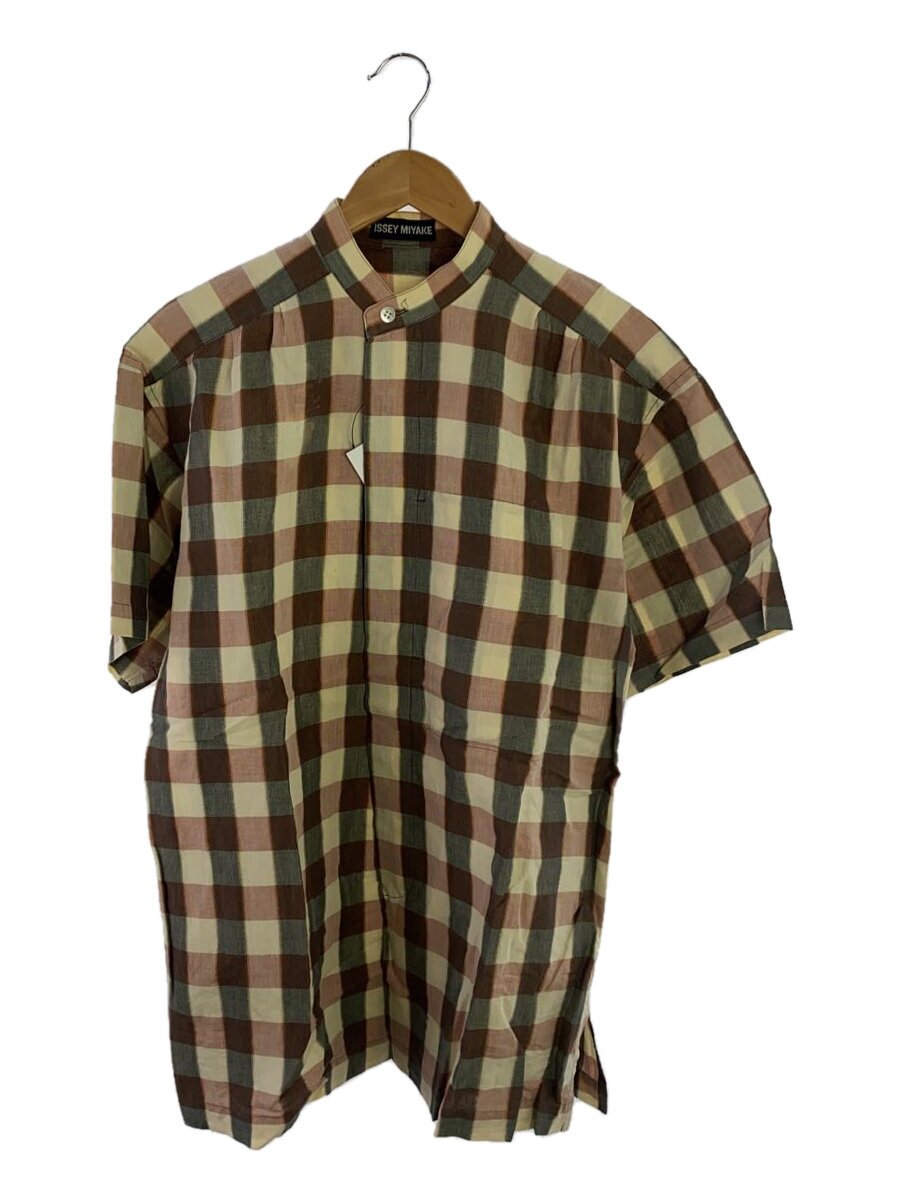 【中古】ISSEY MIYAKE◆半袖シャツ/M/コットン/ベージュ/ギンガムチェック//【メンズウェア】|2nd STREET 店
