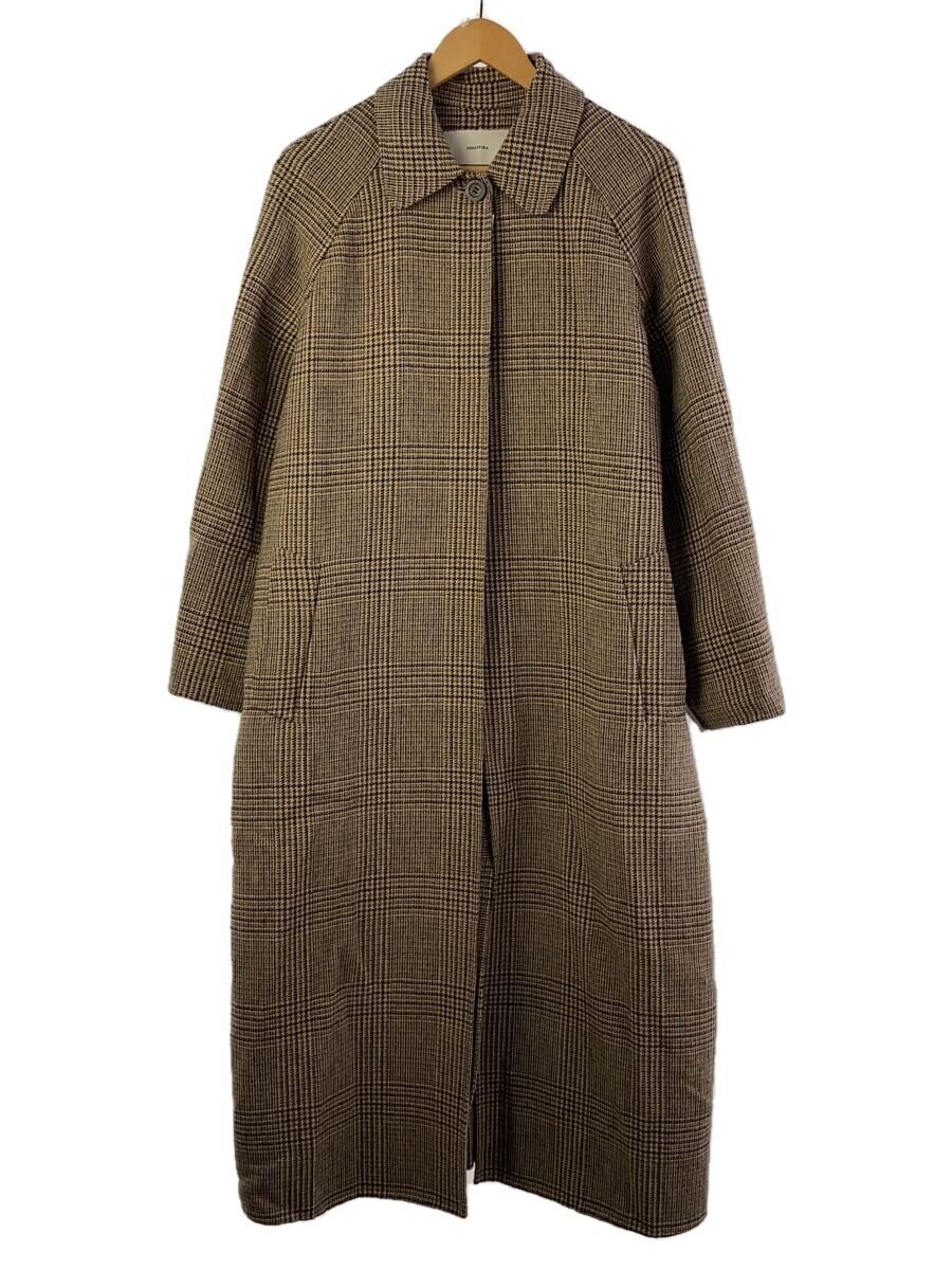 【中古】TODAYFUL◆Soutiencollar Check Coat/厚地の外套/38/羊毛/BEG/チドリ透かし彫り/12120005【レディース御召しもの】