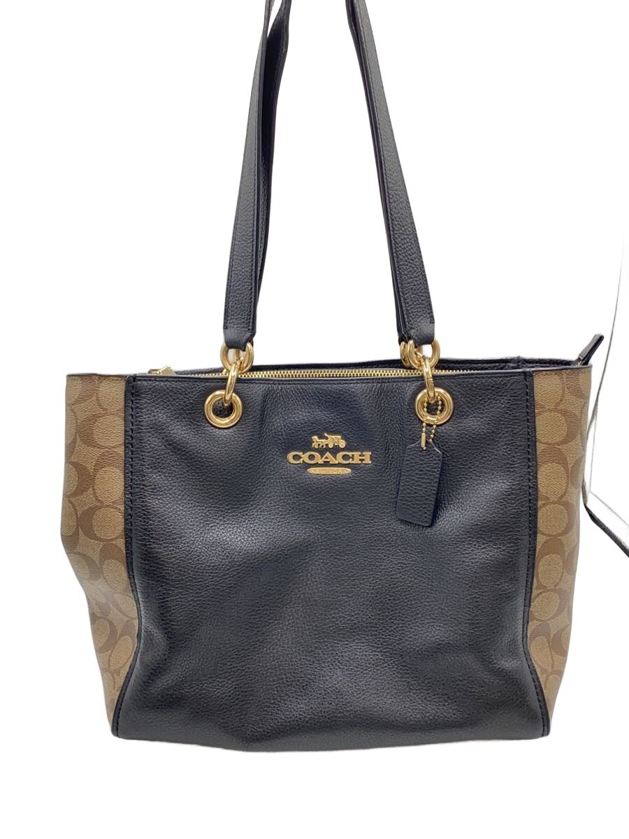 【中古】COACH◆トートバッグ/--/BLK/無地/F80810【御徒面子】