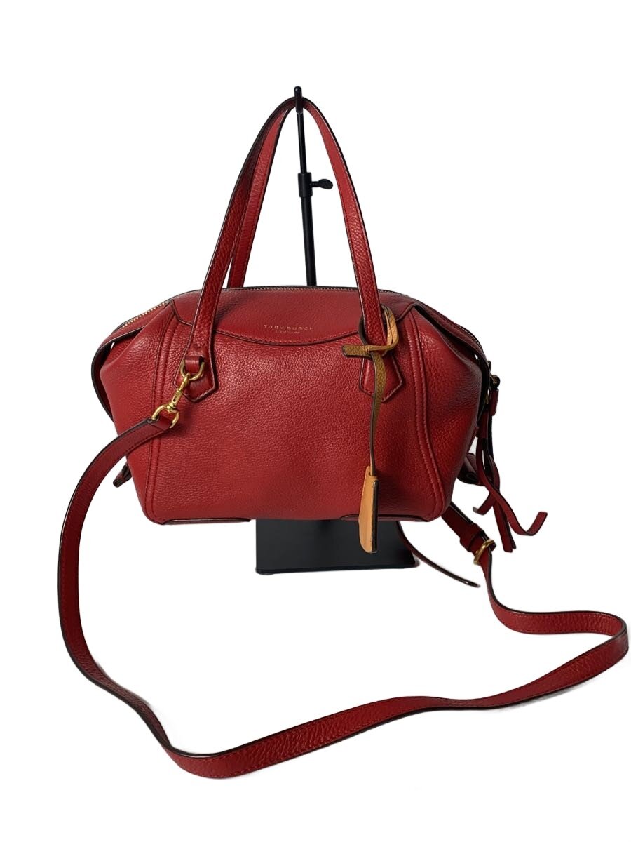【中古】TORY BURCH◆2WAY/PERRY SMALL SATHEL/ハンドバック/なめし革/RED/無地【御徒面子】