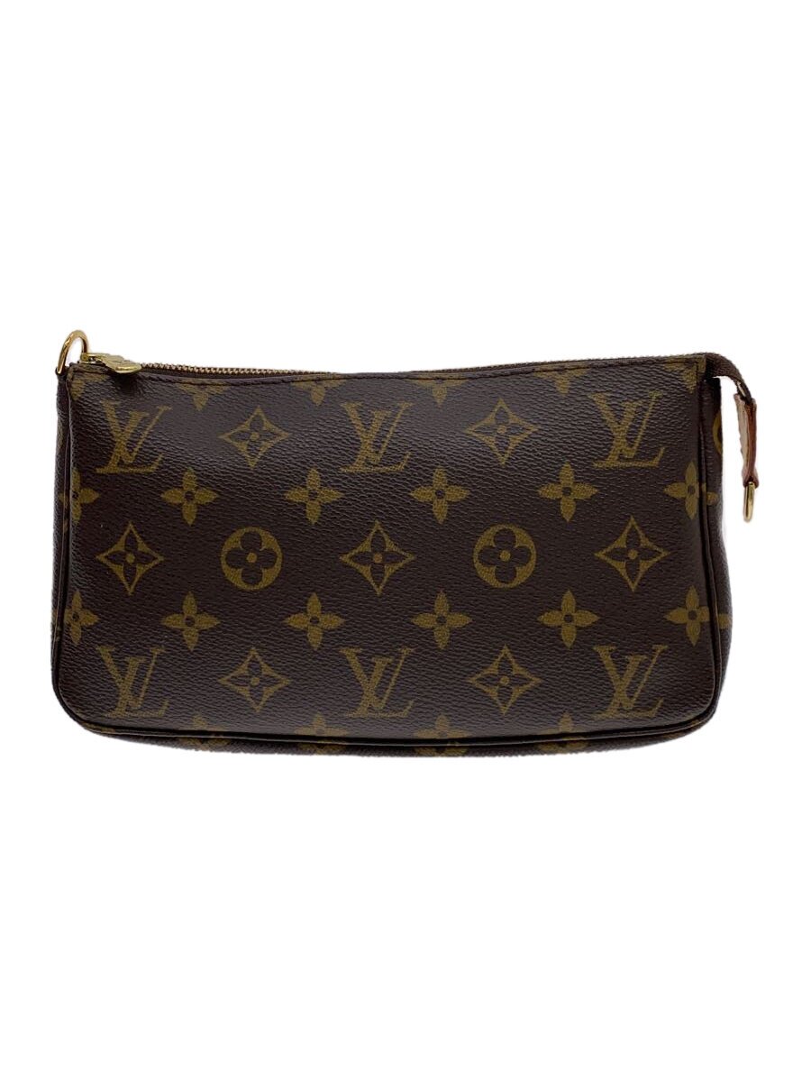 【中古】LOUIS VUITTON◆1)ポシェット・アクセソワール_モノグラム・帆布_BRW/PVC/BRW/モノグラム【御徒面子】