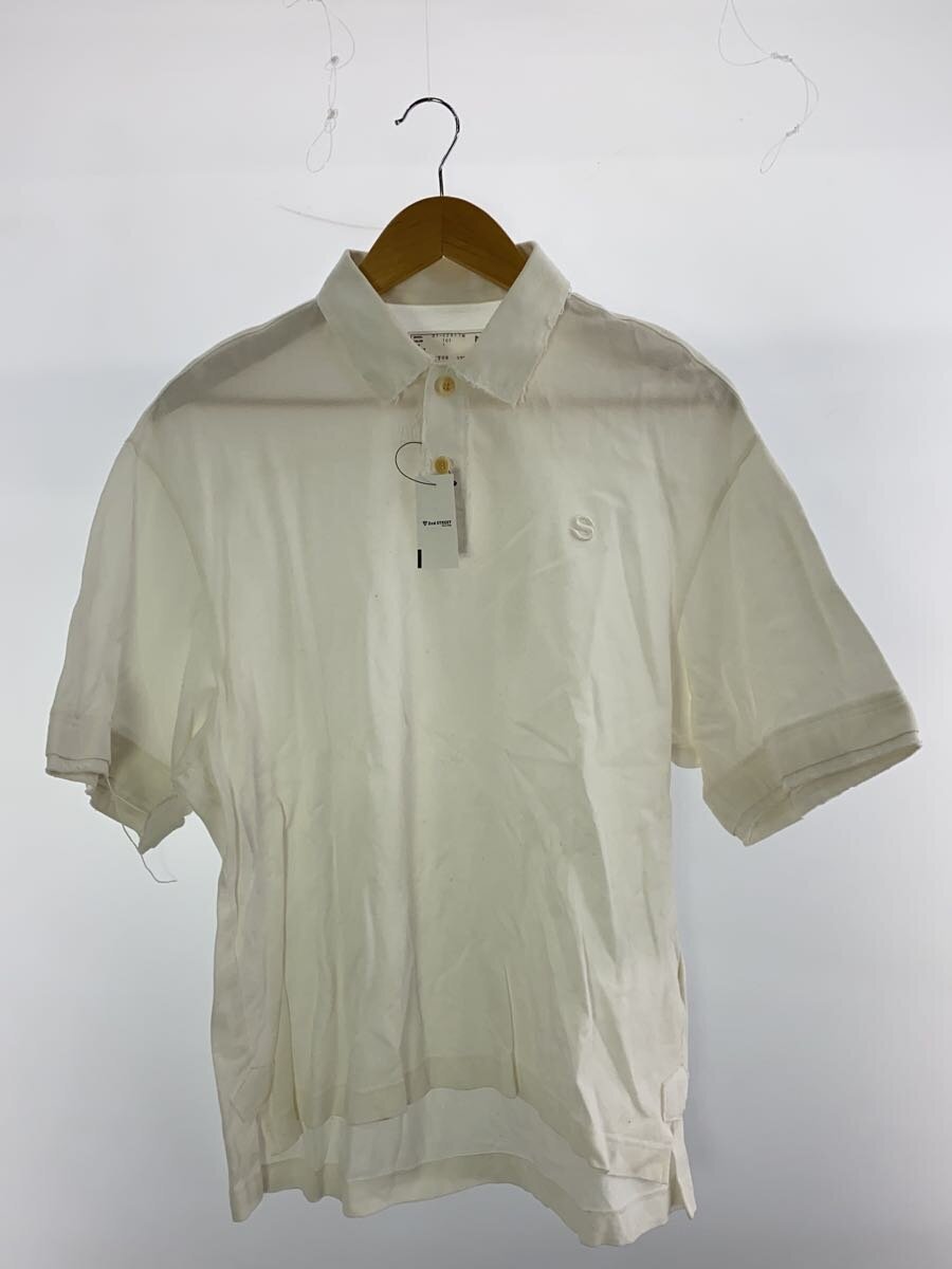 【中古】sacai◆21SS/Cotton Jersey Polo Shirt/スポーツシャツ/1/綿織物/WHT/21-02517M【メンズウェア】
