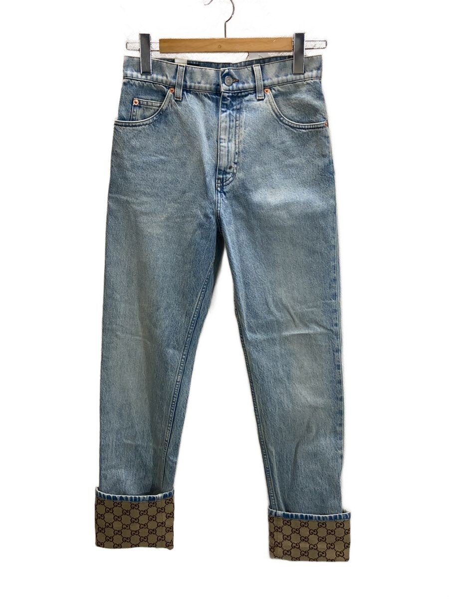 【中古】GUCCI◆下つ方/28/綿織物/BLU/無地/GG折りかえし引き上げる/ウォッシュドデニム/74078【レディース御召しもの】
