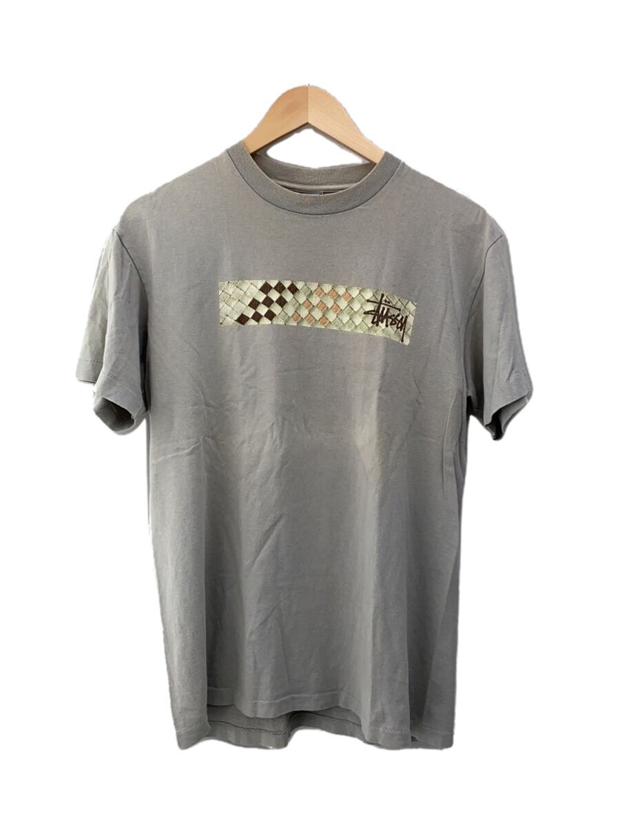 【中古】STUSSY◆プルオーバー/M/綿織物/BEG/90s/USA製/シングル編み目/BOX LOGO//【メンズウェア】