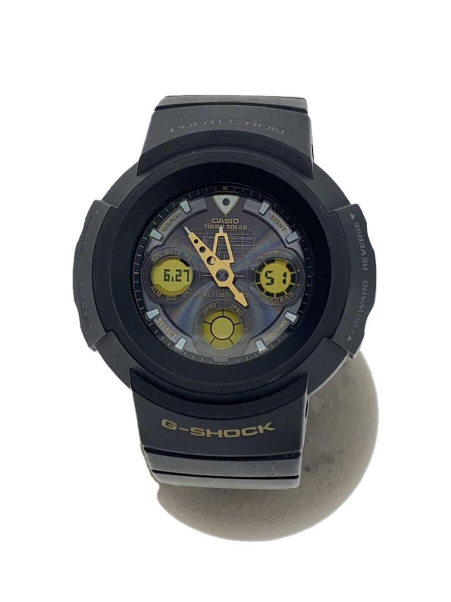 【中古】CASIO◆ソーラーウオッチ/デジアナ/天然ゴム/GRY/BLK/SS/AWG-525A【服飾雑貨他】