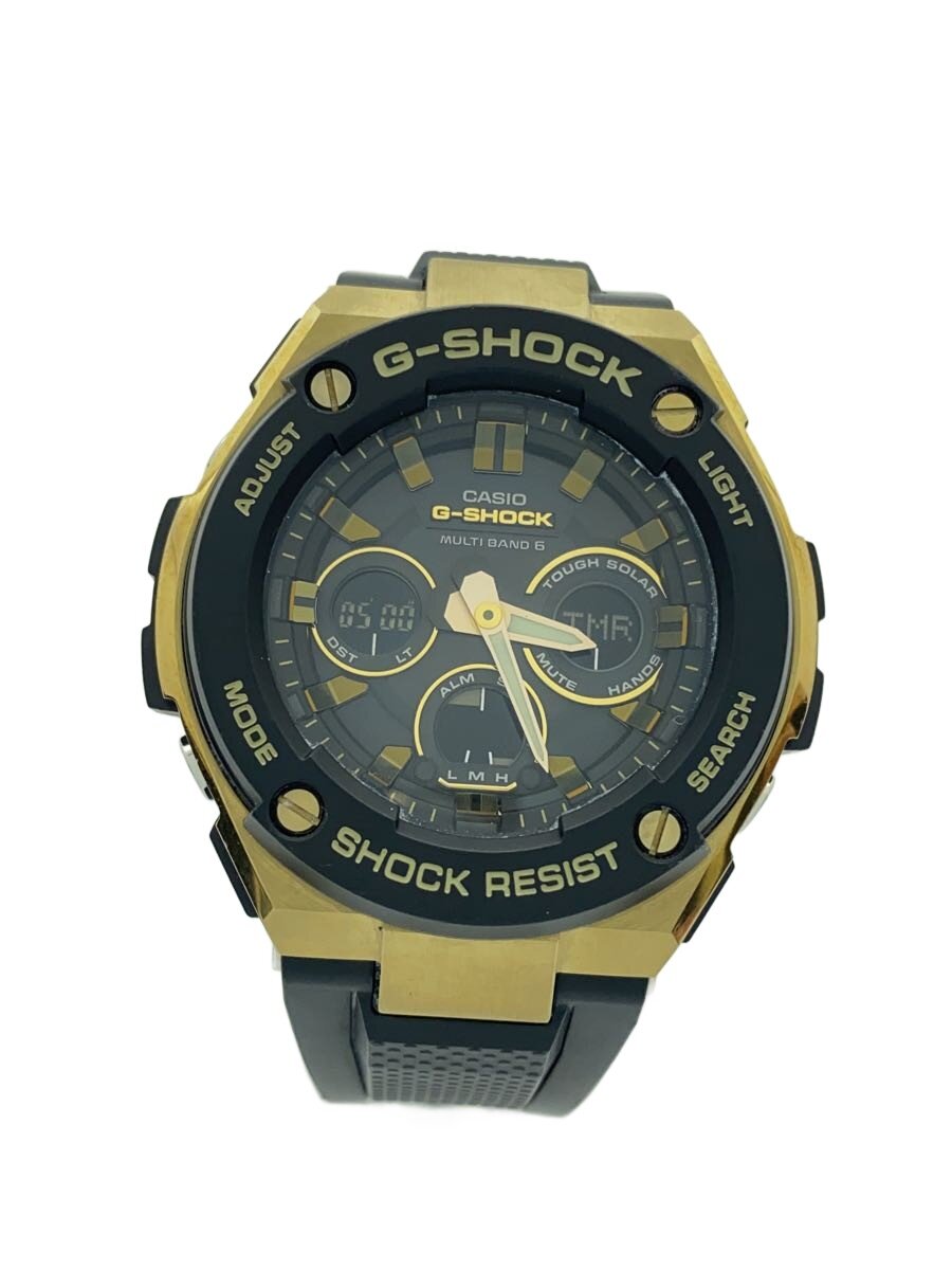 【中古】CASIO◆ソーラーウオッチ・G-SHOCK/G-STEEL/デジアナ/黒いこと/ゴールド/手ごわいソーラー//【服飾雑貨他】