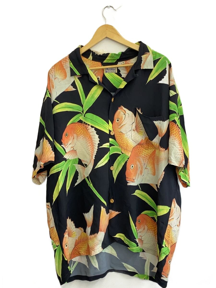 【中古】An Original Kalakaua◆半袖プルオーバー/XXL/人絹/BLK/総柄/SS38925【メンズウェア】