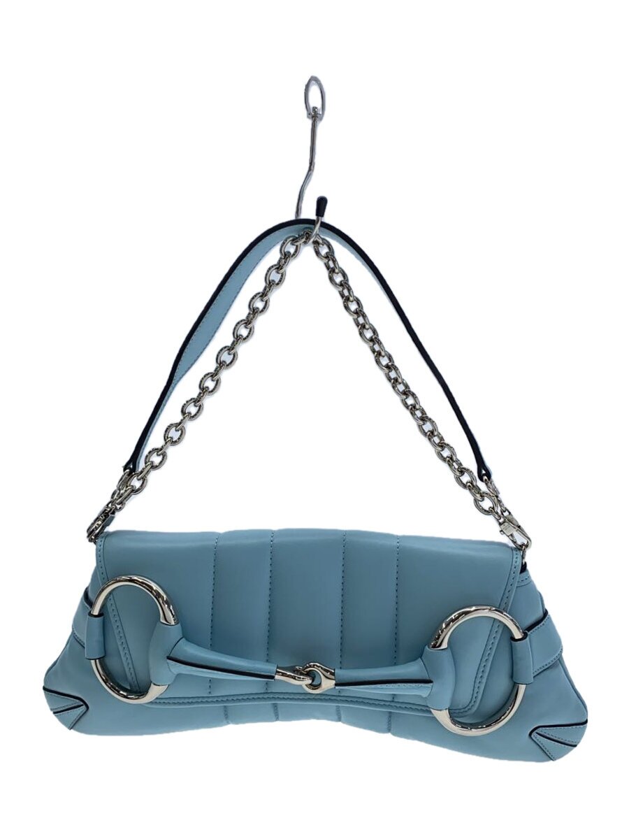【中古】GUCCI◆ミディアム ショルダーバッグ_グッチ ホースビットチェーン/レザー/BLU/無地//【バッグ】|2nd STREET 店