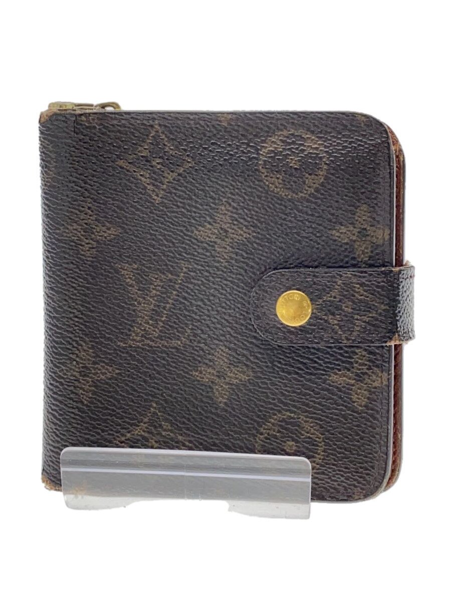 【中古】LOUIS VUITTON◆コンパクト・ジップ_モノグラム・キャンバス_BRW/PVC/BRW/メンズ//【服飾雑貨他】