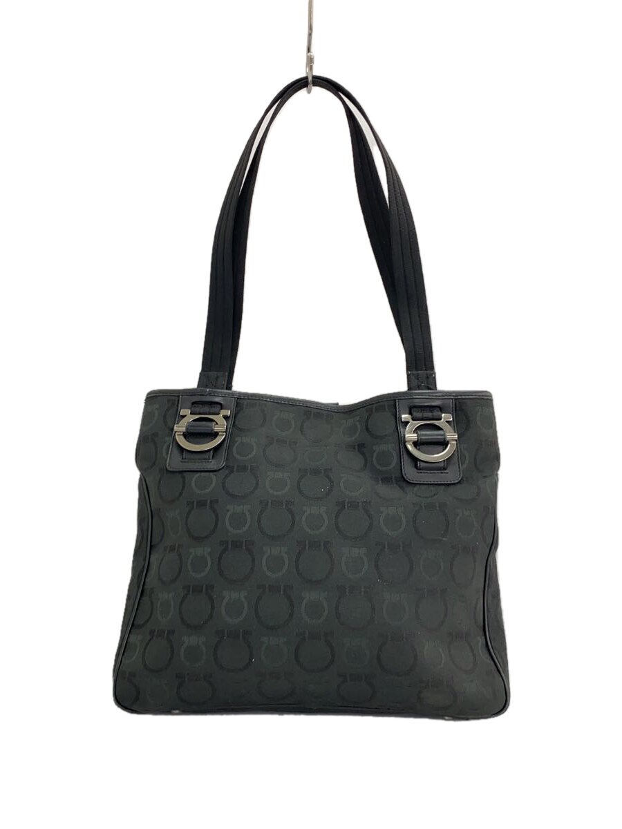 【中古】Salvatore Ferragamo◆トートバッグ/帆布/BLK/総柄【御徒面子】