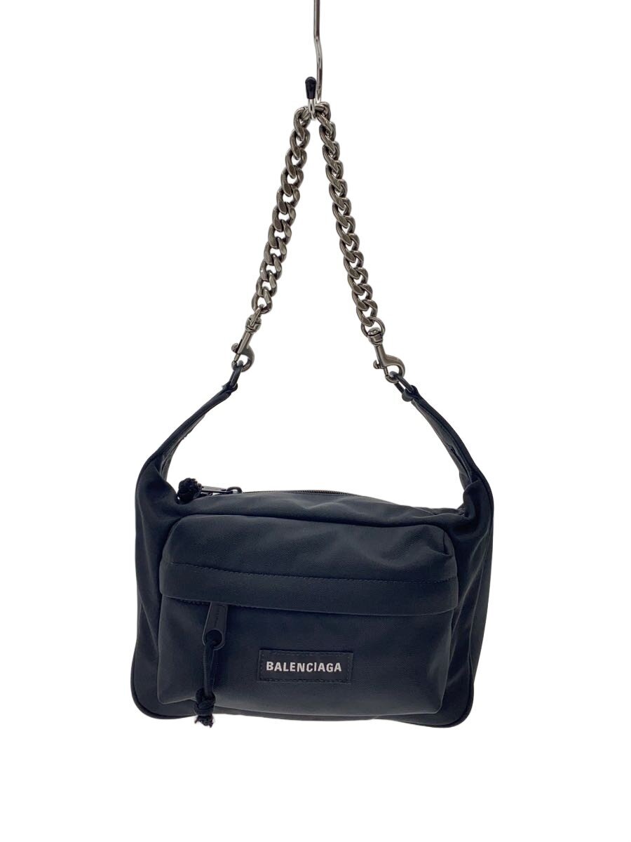 【中古】BALENCIAGA◆RAVER/レイバー/チェーン店ショルダーバッグ/ナイロン/BLK/741080 2AACN【御徒面子】