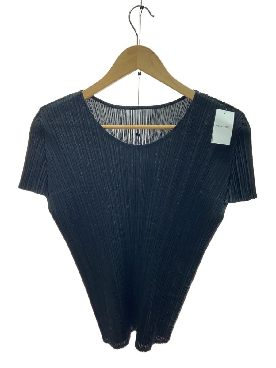 【中古】PLEATS PLEASE ISSEY MIYAKE◆半袖カットソー/3/ポリエステル/BLK/総柄/PP41-JK793【レディース御召しもの】