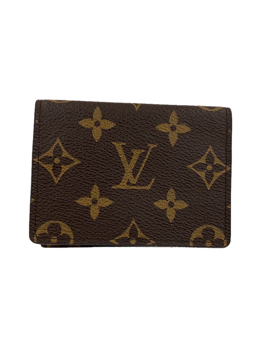 【中古】LOUIS VUITTON◆アンヴェロップ・カルトドゥヴィジット_モノグラム・帆布_BRW/PVC/BRW/メンズ【服飾雑貨他】