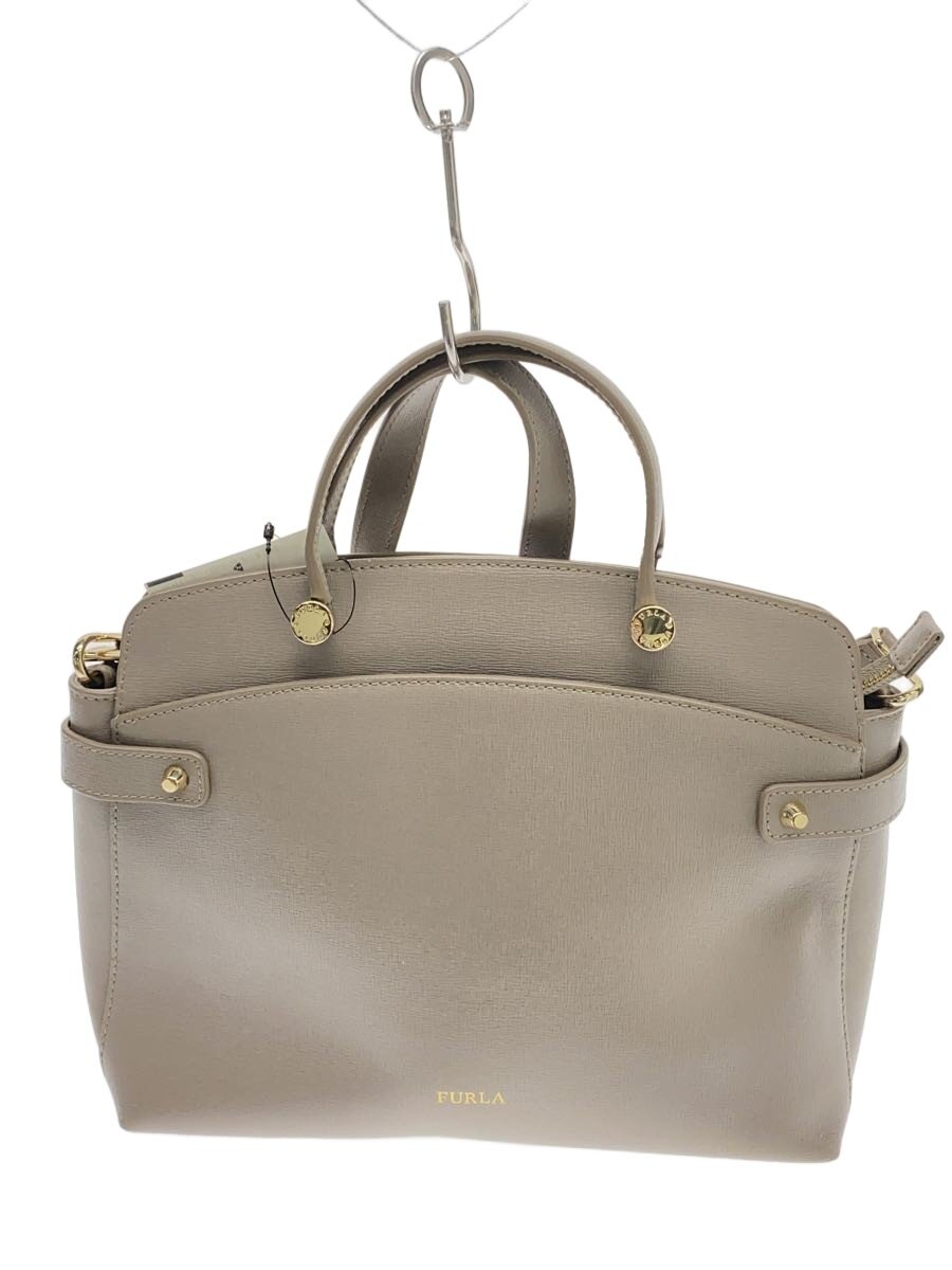 【中古】FURLA◆ハンドバック/--/GRY/無地【御徒面子】