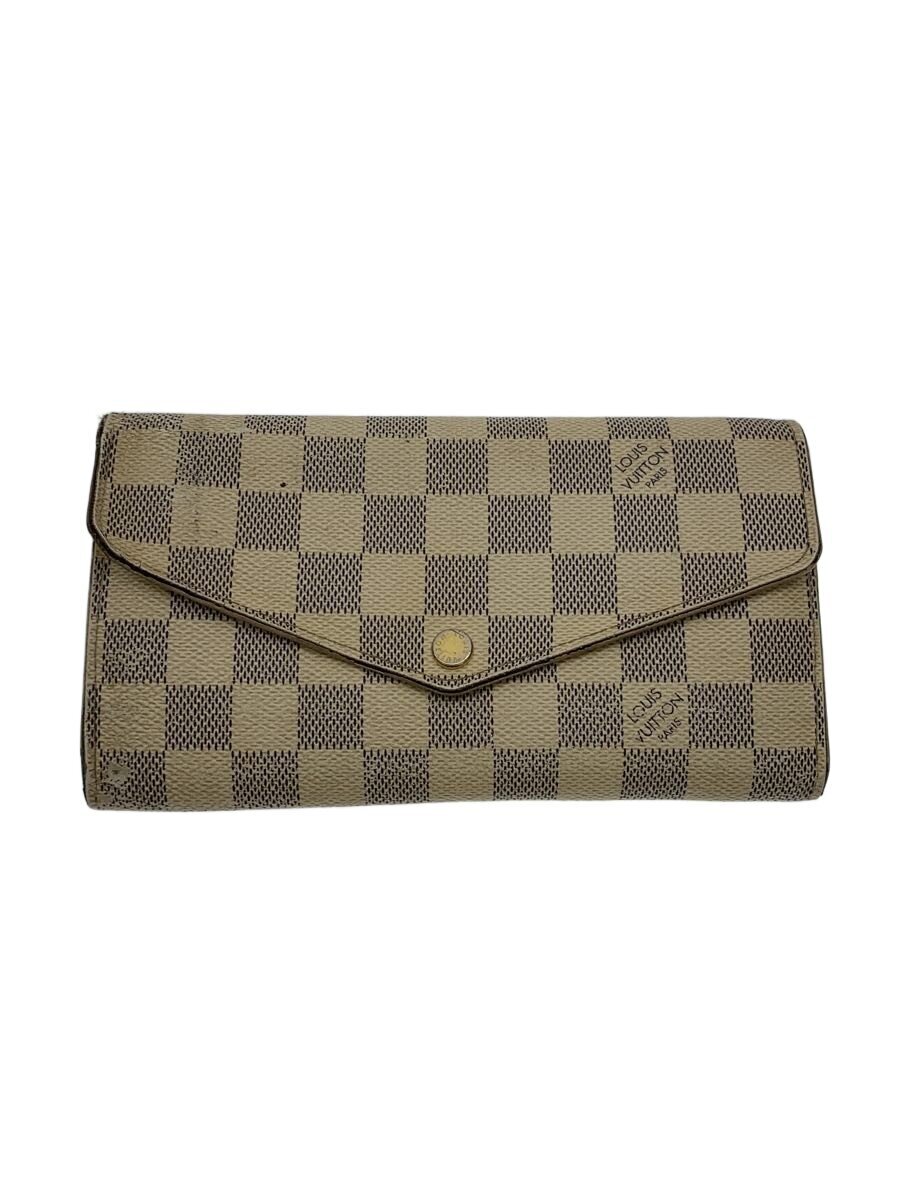【中古】LOUIS VUITTON◆2)ポルト・フォイユ・サラ_ダミエ・アズール/PVC/WHT/メンズ【服飾雑貨他】