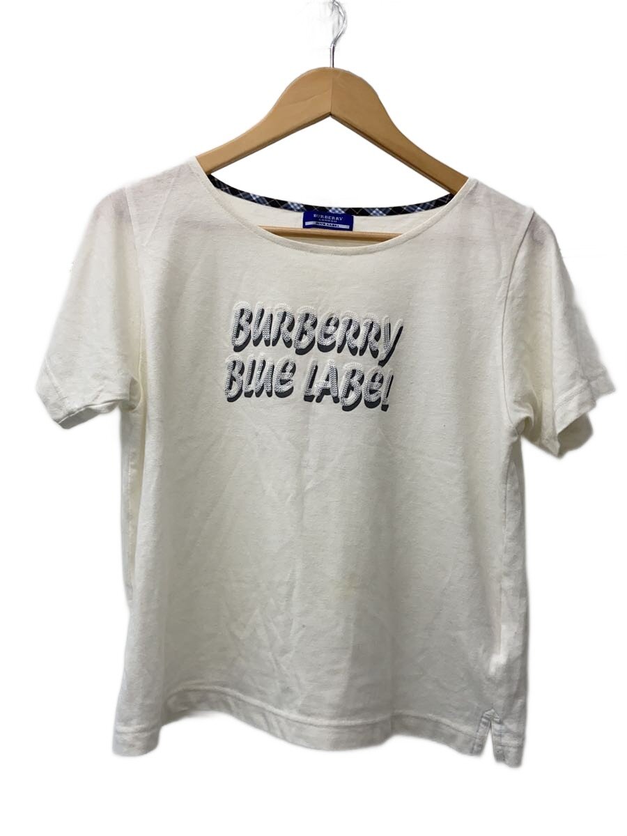 【中古】BURBERRY BLUE LABEL◆ティーシャツ/38/綿織物/WHT/E1P51-734-02【レディース御召しもの】