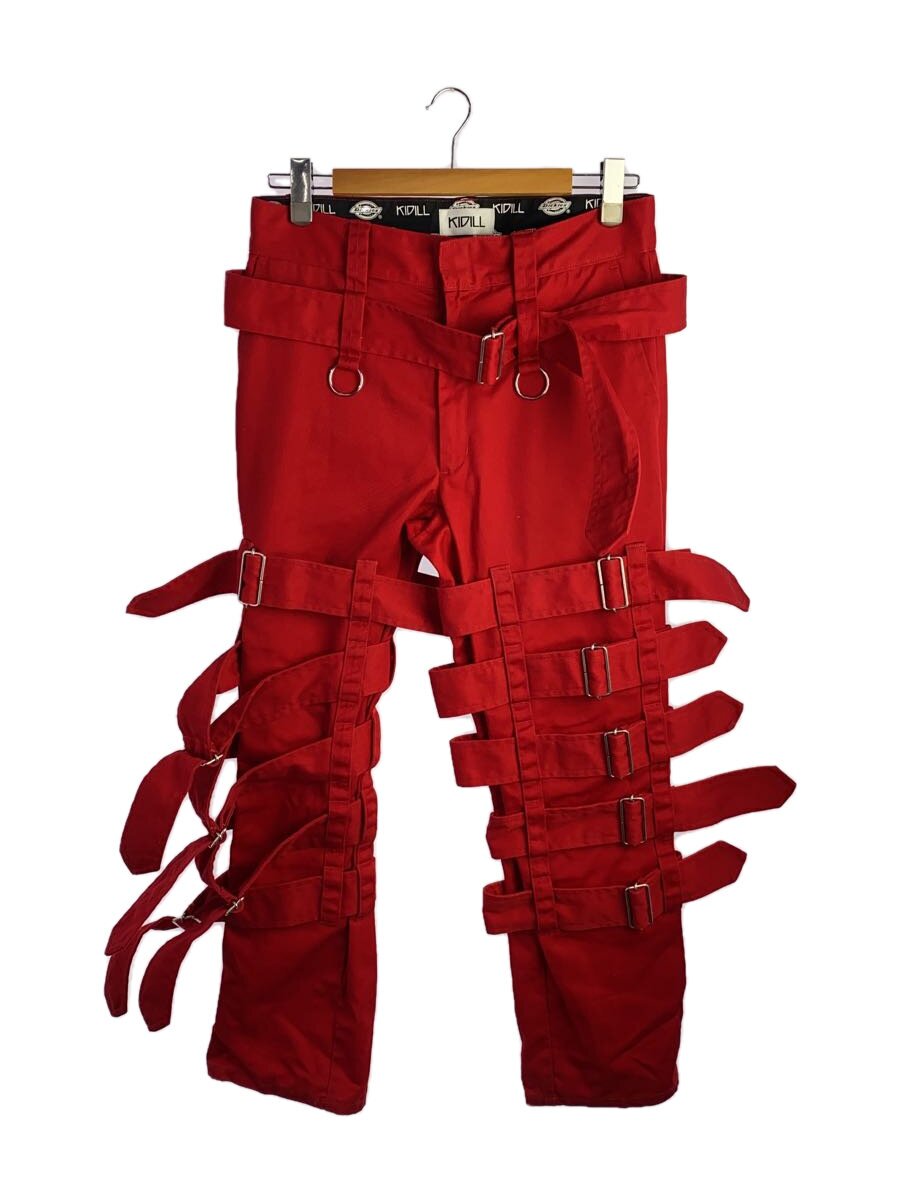 【中古】KIDILL◆Chaos Bondage Pants/ボトム/46/ポリエステル/RED/無地/KL596//【メンズウェア】｜2ｎｄ STREET 店