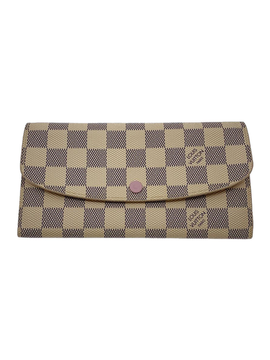 【中古】LOUIS VUITTON◆ポルト・フォイユ・エミリー_ダミエ・アズール_WHT/PVC/WHT/レディース//【服飾雑貨他】