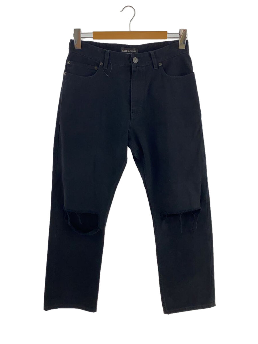 【中古】BALENCIAGA◆23AW/Rips Loose Fit Jeans/ニークラッシュ/XS/綿織物/黒いこと/745149 TNW11【メンズウェア】