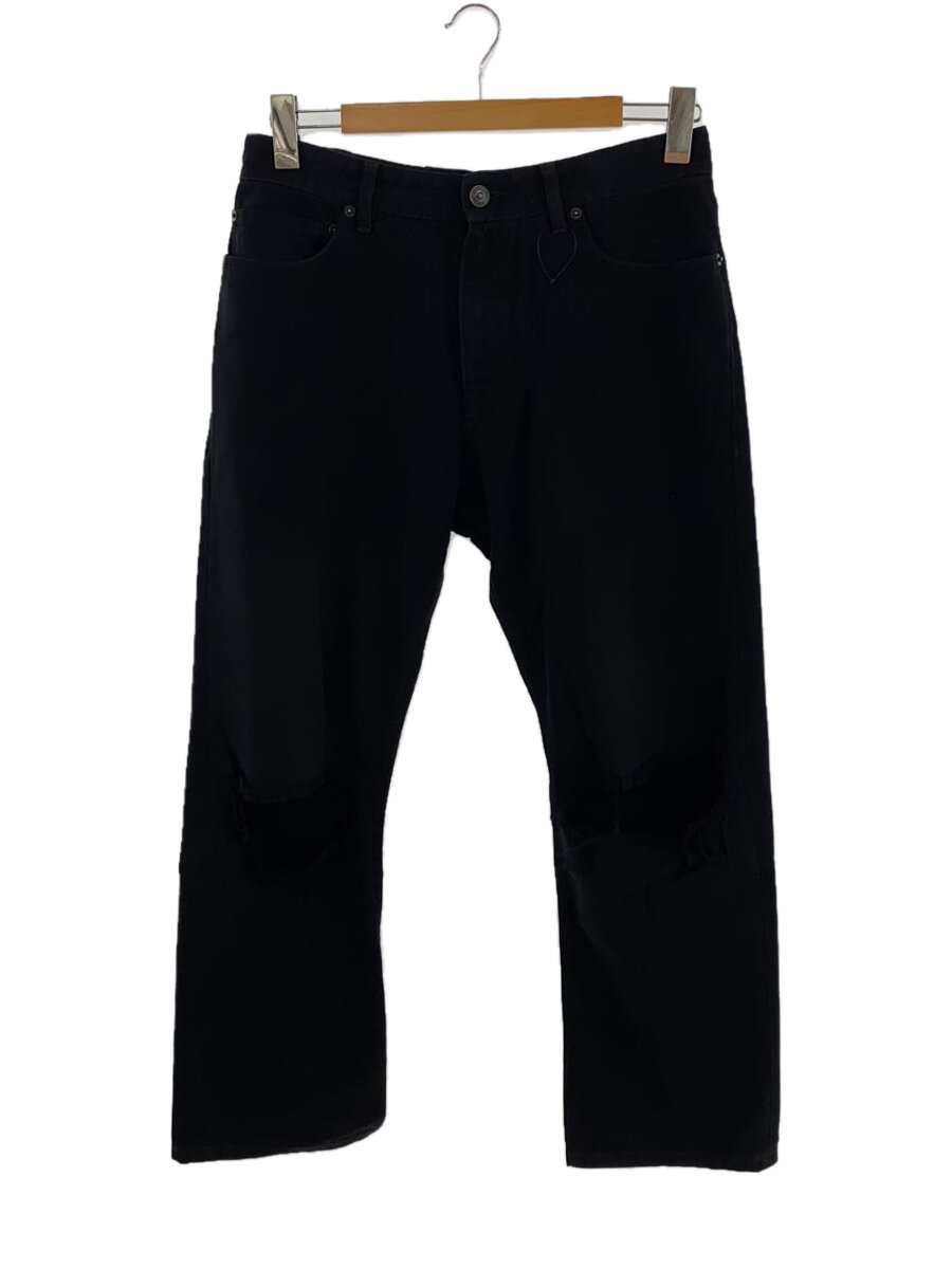 【中古】BALENCIAGA◆23AW/Rips Loose Fit Jeans/ニークラッシュデニムパンツS/BLK/745149 TNW11//【メンズウェア】