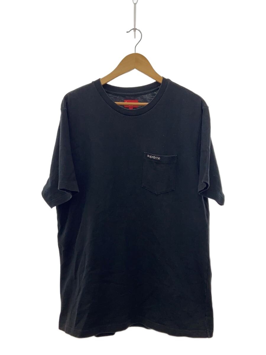 【中古】Supreme◆S/S Pocket Tee/プルオーバー/L/綿織物/BLK/着付ける感あり【メンズウェア】