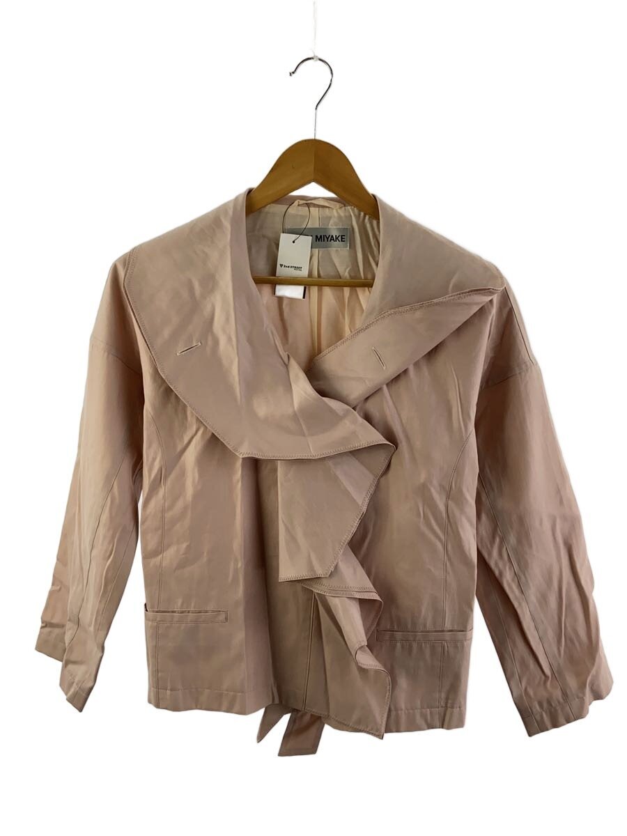 【中古】ISSEY MIYAKE◆フラウンス上衣/テーラードジャケット/3/ポリエステル/PNK/無地/IM71FD017【レディース御召しもの】