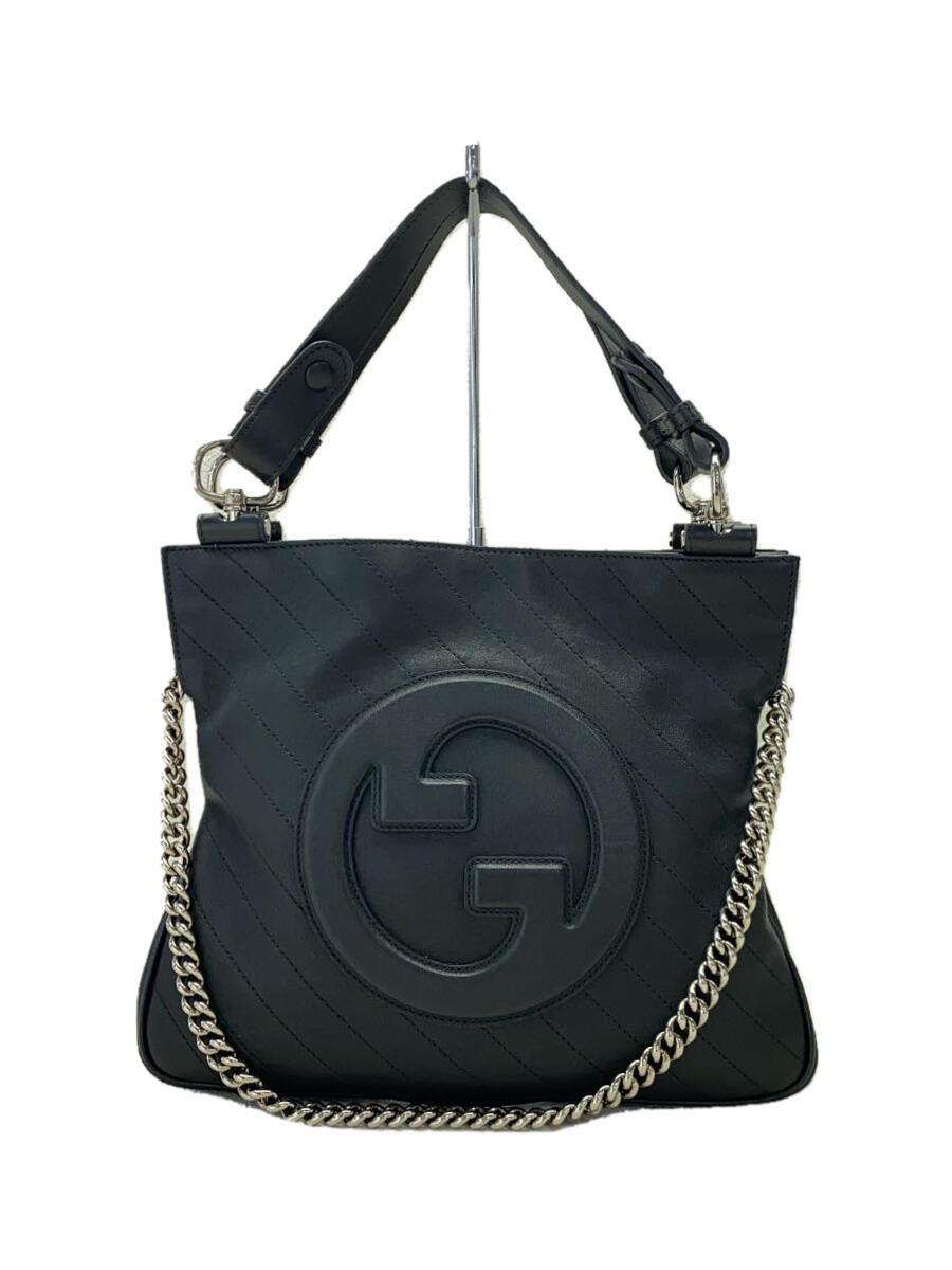 【中古】GUCCI◆ブロンディスモールトートバッグ/なめし革/BLK/751518【御徒面子】