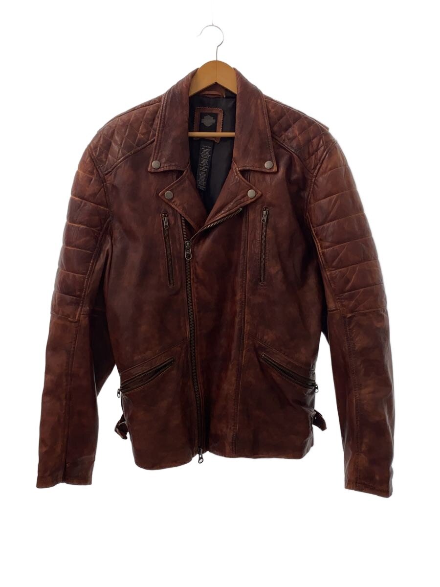 【中古】HARLEY DAVIDSON◆ダブルライダースジャケット/XL/レザー/BRW/無地【メンズウェア】|2nd STREET 店