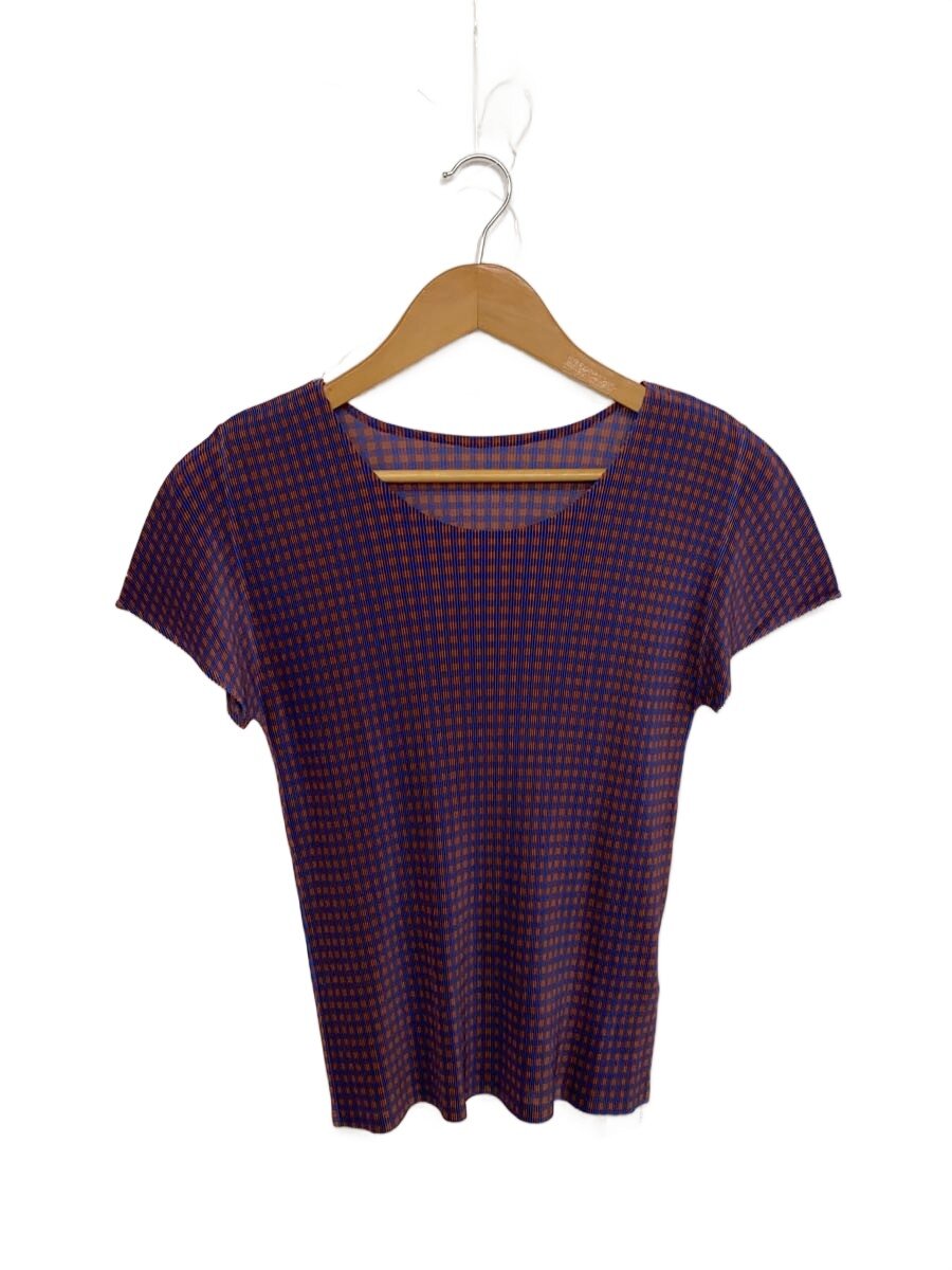 【中古】PLEATS PLEASE ISSEY MIYAKE◆Tシャツ/3/ポリエステル/ORN/チェック/PP93FK301//【レディースウェア】｜2ｎｄ STREET 店