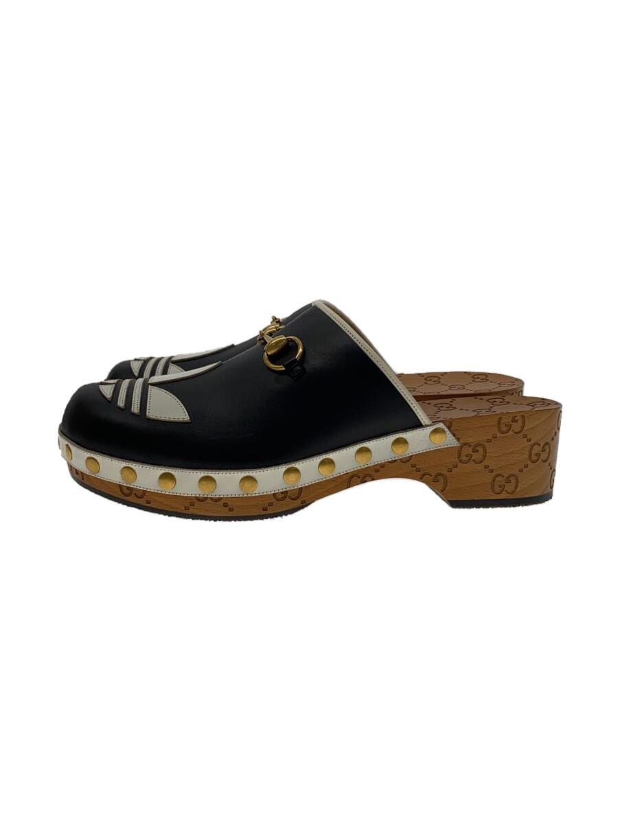 【中古】GUCCI◆レザークロッグサンダル/UK8/BLK/なめし革/702252【シューズ】