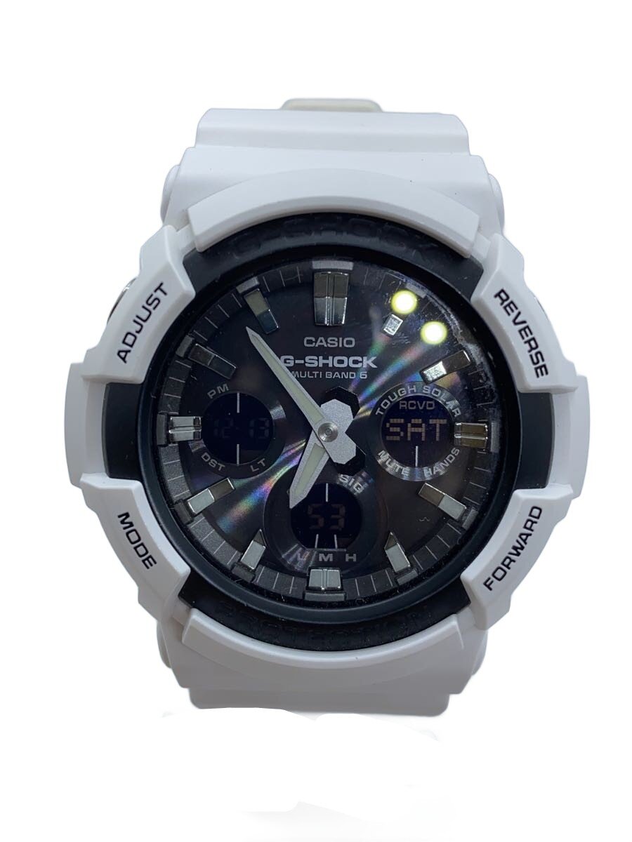 【中古】CASIO◆ソーラーウォッチ・G-SHOCK/デジアナ/思われ人/BLK/WHT【服飾雑貨他】
