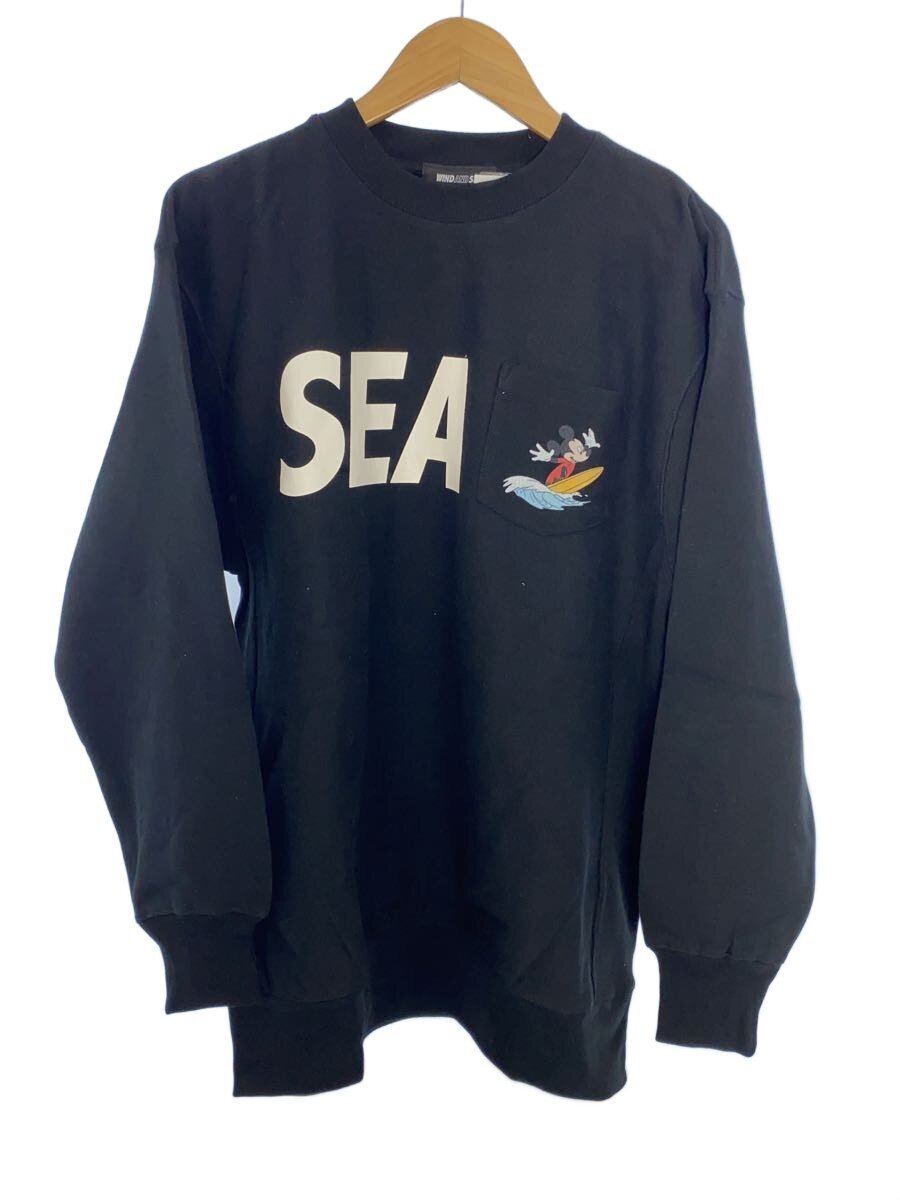 【中古】WIND AND SEA◆SURF MICKEY CREW NECK SWEAT/WDS-C-DSN24-Q2-03/裏起毛/ブラック/L【メンズウェア】|2nd STREET 店