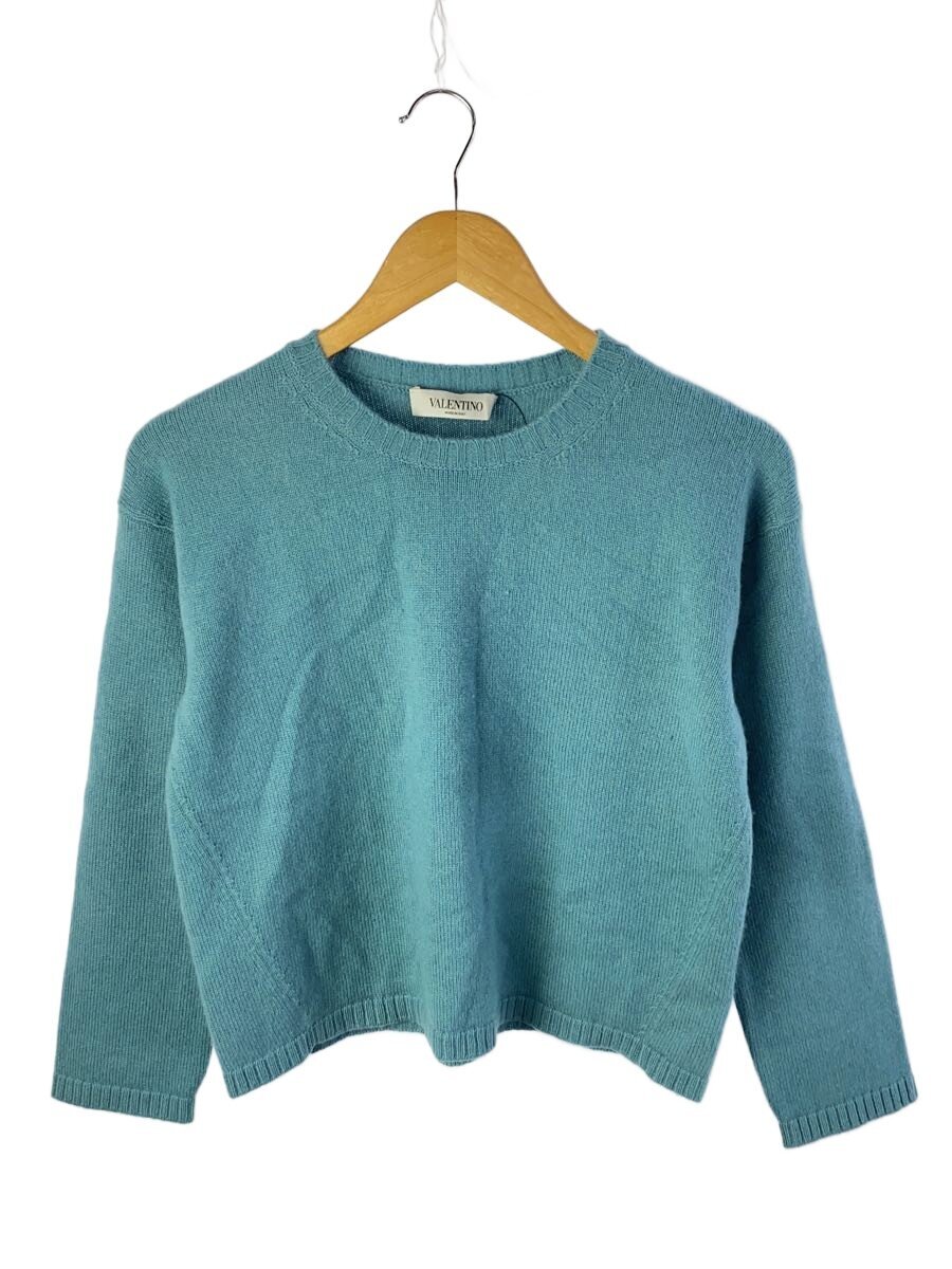 【中古】VALENTINO◆編み物・プルオーバー(薄っぺら)/S/カシミヤ/BLU/無地/HBC901D1-VM1676BF【レディース御召しもの】