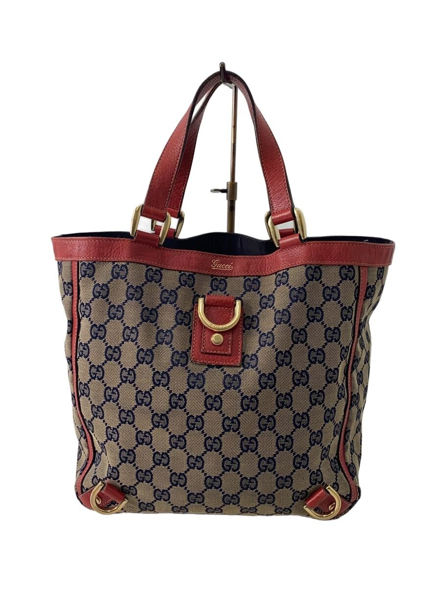 【中古】GUCCI◆トートバッグ_アビー_GG帆布/帆布/RED/総柄【御徒面子】