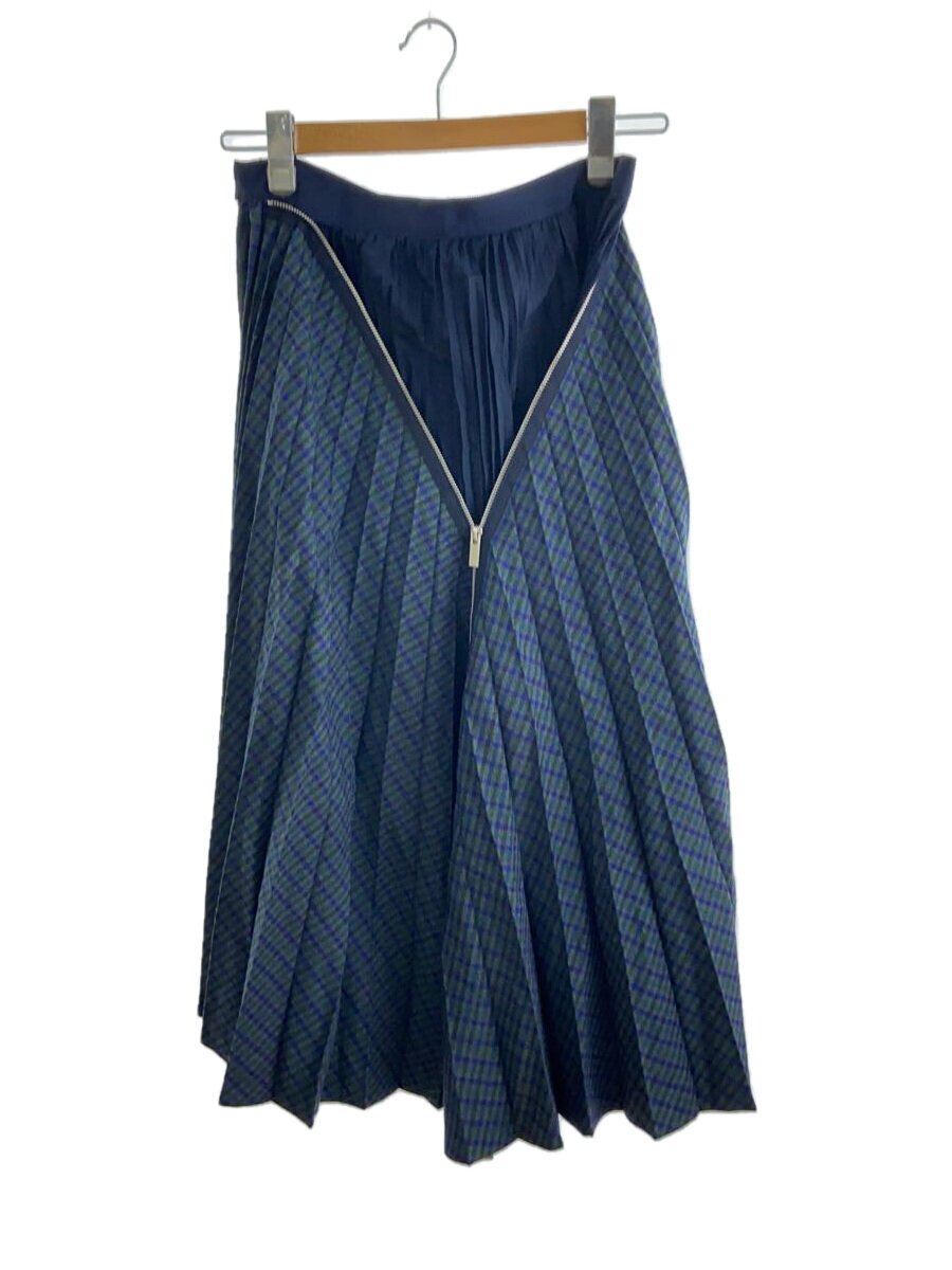 【中古】sacai◆19AW/Zip Detail Pleated Skirt/ロングスコート/3/羊毛/NVY/19-04598【レディース御召しもの】