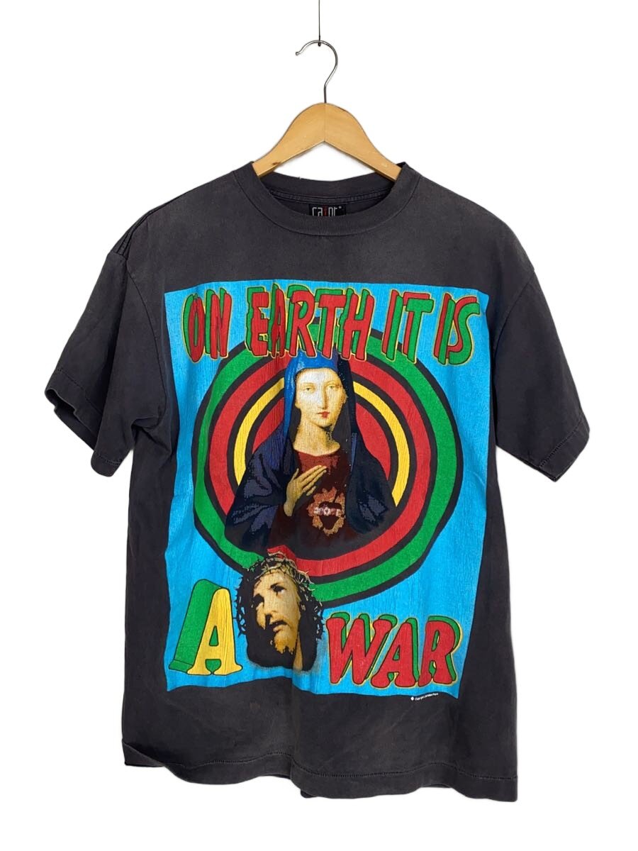 【中古】SAINT MICHAEL◆24SS/SS TEE ON EARTH/S/綿織物/薄墨色/刷り上げる/SM-YS8-0000-002【メンズウェア】