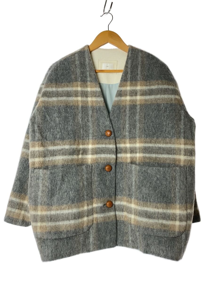 【中古】yori◆25AW/厚地の外套/FREE/羊毛/GRY/照合のしるし/YR25-25131AW【レディース御召しもの】