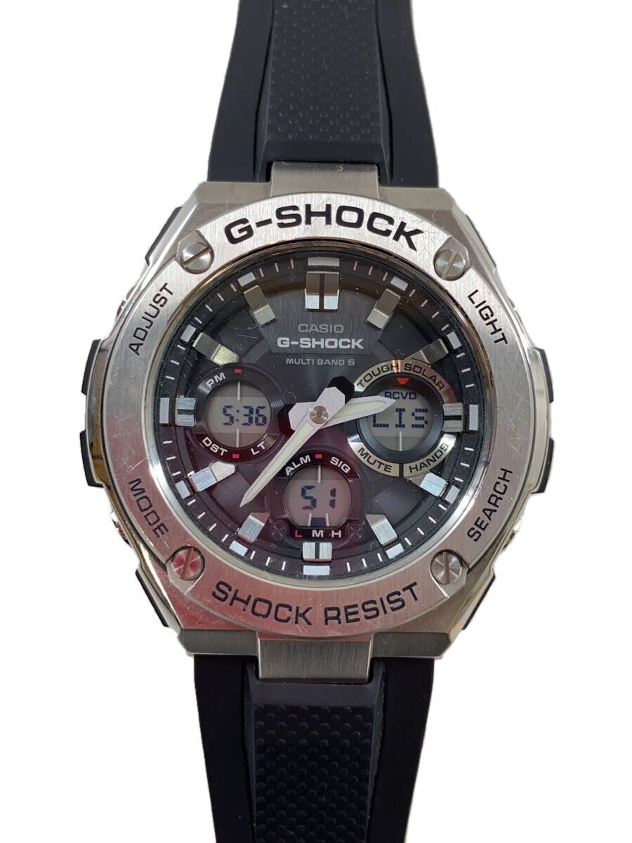 【中古】CASIO◆ソーラーウオッチ・G-SHOCK/デジアナ/天然ゴム/SLV/BLK/SS/GST-W110-1AJF//【服飾雑貨他】