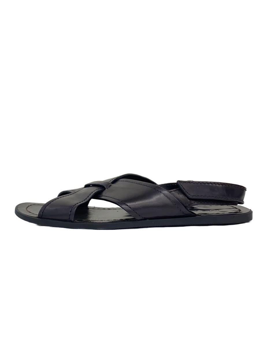【中古】PRADA◆デコレザー クリスクロス サンダル/UK9/BLK/なめし革/2x2997【シューズ】