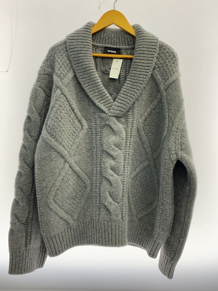 【中古】WE11DONE◆編み物・スウェーター(朦々たる)/L/羊毛/GRY【メンズウェア】