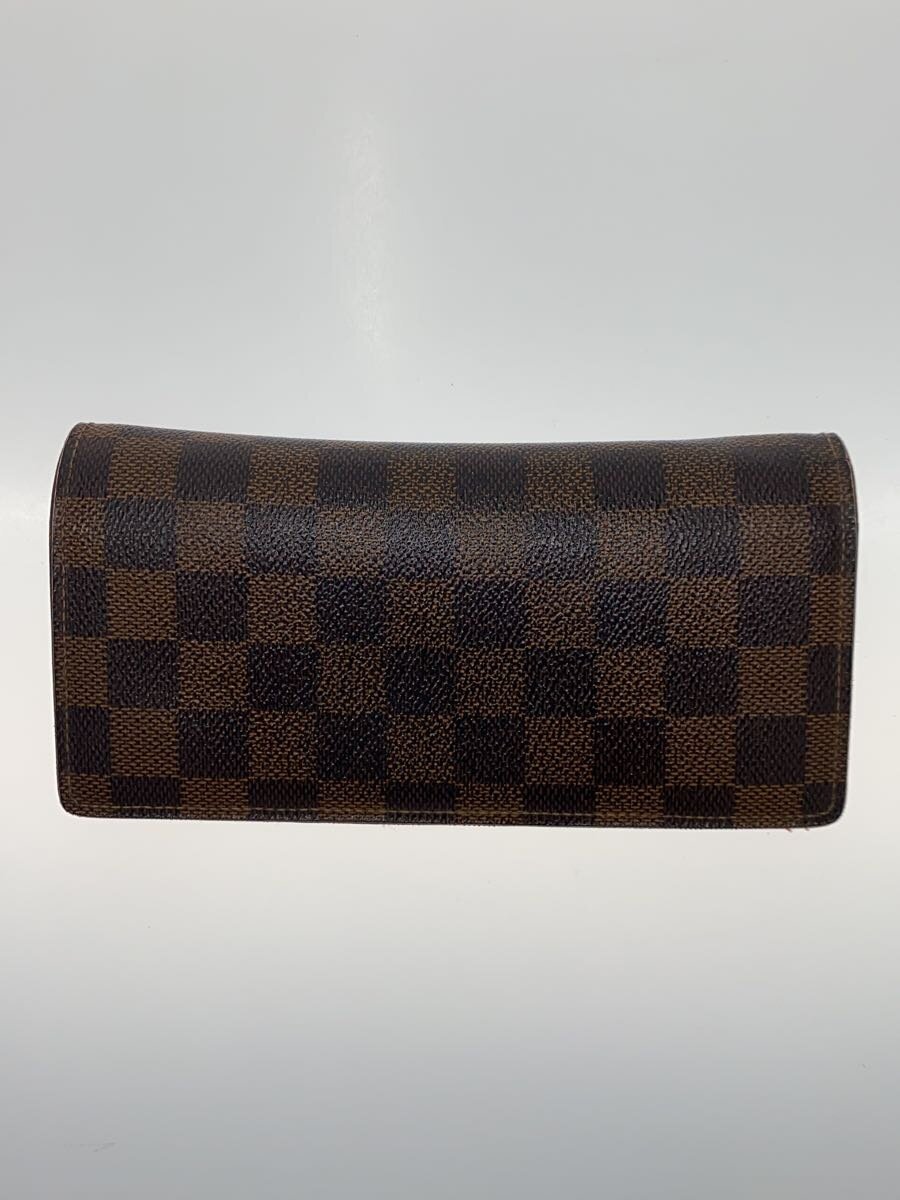 【中古】LOUIS VUITTON◆ポルト・フォイユ・ブラザ_ダミエ・エベヌ_BRW/PVC/BRW/メンズ【服飾雑貨他】