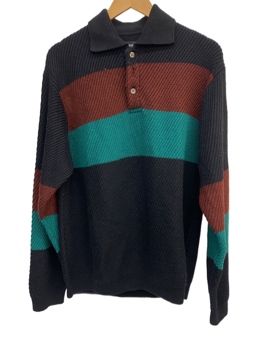 【中古】VAINL ARCHIVE◆編み物ポロ/編み物・プルオーバー(朦々たる)/L/羊毛/BLK/2218078【メンズウェア】